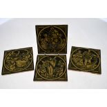 Four Victorian black-printed on cream Minton tiles by John Moyr Smith, Boudica, Romans, Alfred and