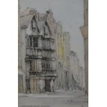 Gladys Best - Chevalier House, Exeter, watercolour, signed with monogram lower right, 15.