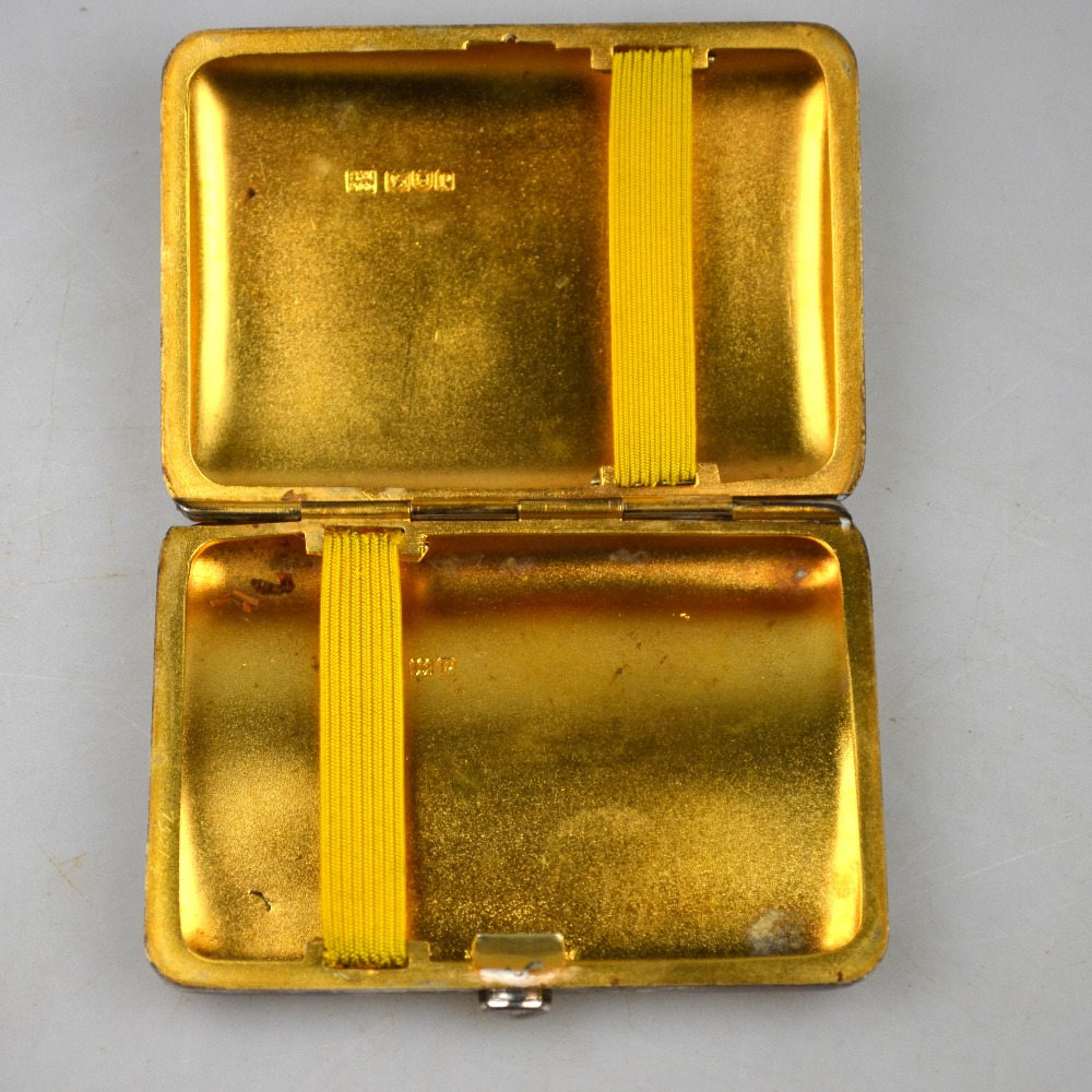 A silver cigarette case with button catch and gilt lining, Samson Morden & Co. - Image 2 of 4