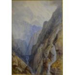 Henry Forbes Witherby (1854-1907) - A craggy mountain waterfall, watercolour, signed lower left,