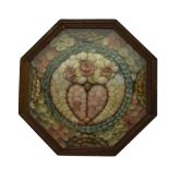 A 19th century Barbados Sailor's shell-work Valentine, worked with a heart, in octagonal glazed