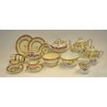 A Ridgway part tea service, 1850s foliage shape, having a gilded and buff ground decorated with