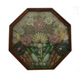 A 19th century Barbados Sailor's shellwork Valentine, arranged in a floral design, in octagonal