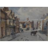 Frank Dickson (1862-1936) - Little Minster Street, Winchester, watercolour, signed lower left,