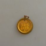 A Victorian half sovereign in pendant mount, 1887,