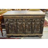 A late 18th century oak coffer, possibly Anglo-Portuguese,