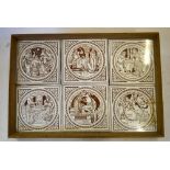 A set of six Victorian Minton tiles from The John Moyr Smith Shakespeare Series, each 5 cm square,