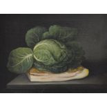 Frank Traies (son of William) - Still life study of cabbage and side of bacon, oil on canvas, 36.