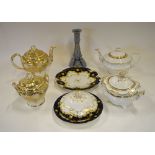 A collection of mid Victorian Ridgway pieces comprising a buff and gilt decorated teapot and