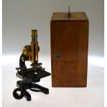 An Ernst Zeiss, Wetzlar brass and lacquered microscope no.