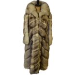 An Arctic fox long-length fur coat by Maxwell Croft, off-white tipped black, deep collar, 52 cm