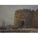 English school - The Water Gate, Famagusta, watercolour, titled lower right,