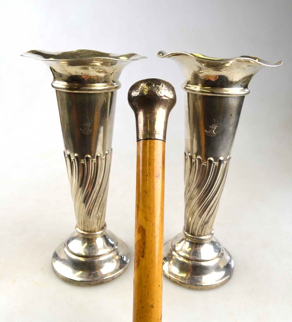 A pair of silver tapering vase-flutes with flared rims and reeded and fluted stems, - Image 2 of 8