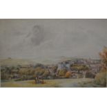 English School - View of Winchester towards the Cathedral, watercolour, dated 12th October 1847,