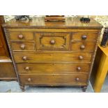 A Victorian rosewood cross banded mahogany North Country chest of five over three long drawers,