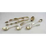 Exeter Assay:- Three pairs of silver fiddle pattern sugar tongs, Rober Williams, 1832,