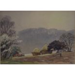 George W Ball - Spring ploughing, watercolour, signed lower right,