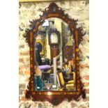 A 19th century Dutch marquetry and floral marquetry walnut framed mirror fitted with bevel edged
