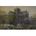 E W Haslehust - Winchester Cathedral, watercolour, signed lower left, 22 x 34.