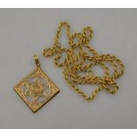 A Star of David pendant on rope twist chain, pendant stamped K18 approx 17g Condition Report Chain