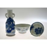 A Nankin cargo small blue and white dish, 10 cm, to/w a Tek Sing Treasures blue and white bowl,