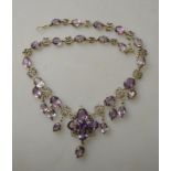 An Edwardian amethyst and seed pearl fringed drop style necklace Condition Report Good condition, no