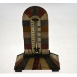 A Victorian sample marble desk themometer with ivory scale, inscribed for J.