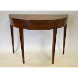 A 19th century satinwood demi-lune card table,