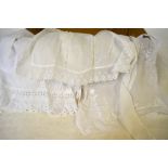 Two boxes of Victorian cotton ladies' clothing to include numerous laundered lace-edged