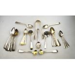 A quantity of Georgian and later silver flatware including teaspoons,