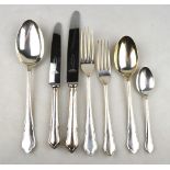 A set of Dubarry silver flatware and cutlery, comprising six each table forks,