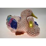 A Herend porcelain group, two entwined ducks, 15 cm high Condition Report Good condition, no chips