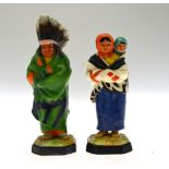 A pair of scarce Royal Worcester figures, 'Indian Chief', no.2907 and 'Indian Squaw and Child', no.