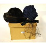 A dark brown mink fur lady's hat,