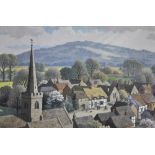 Ronald Lampitt - A village view beneath a hill, watercolour, signed lower left, 29 x 42 cm Condition