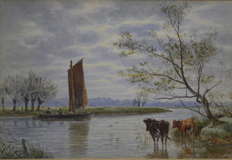 F Macpherson - Cattle by a river, waterc