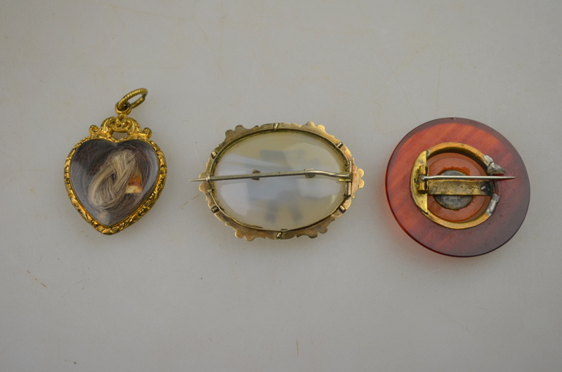 Three Victorian mourning items including - Image 2 of 2