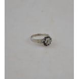 A sapphire and diamond cluster ring, the