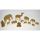 A selection of pre WW2 carved ivory anim