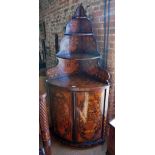 An 18th/19th century Dutch floral marquetry floor standing corner cabinet having a graduated four