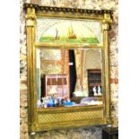 A 19th century giltwood and verre eglonise overmantle, circa 1815,