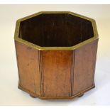 A 19th century brass bound octagonal mahogany cooler, lacking liner,