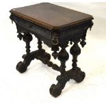 A 17th century style carved and moulded oak centre/side table with frieze drawer,