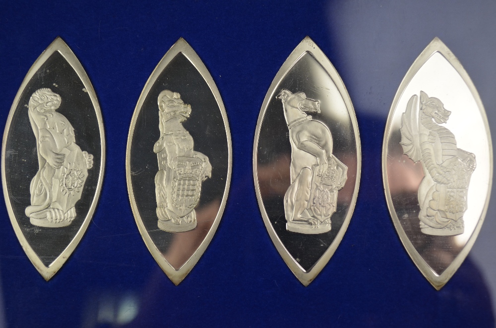A Danbury Mint limited edition cased set of ten silver ingots of navette form - 'The Queen's - Image 5 of 6