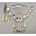 A set of six Danish sterling coffee spoons and matching sugar spoon with coronet finials, by W. & S.