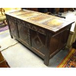 A 17th/18th century oak coffer,