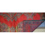 An antique Turkey carpet, 1st half 20th century, unusual square rug, red ground, 2.02 x 2.