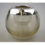 A large globular ribbed glass match striker-pot with silver top, John Grinsell & Sons,