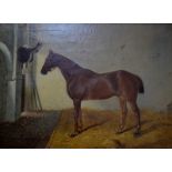 J C Partridge - Study of a horse in a stable, oil on canvas, signed and dated 1874 lower left,