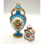 A 19th century French porcelain ovoid vase and cover, bleu ciel ground,